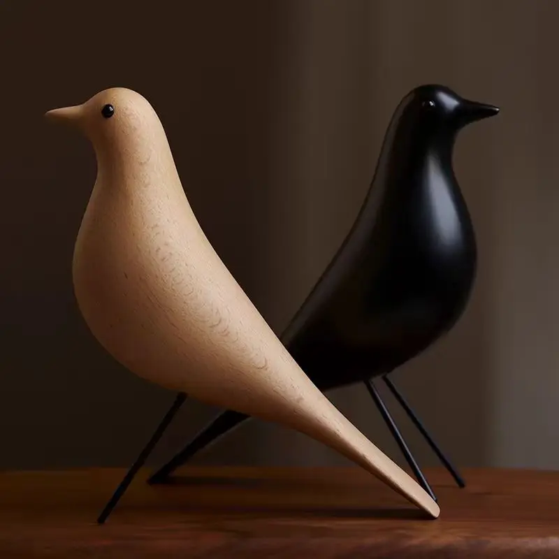 Nordic Beech Peace Dove Sculpture House Birds Crafts Mascot Decoration Creative Desktop Ornaments Gifts Wooden Statue Puppet