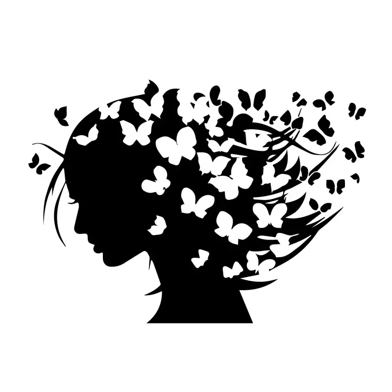 

Hot Girl Butterfly Car Sticker High Quality Car Window Decoration Decal Personalized Pvc Waterproof Decal Black/white, 16cm*12cm
