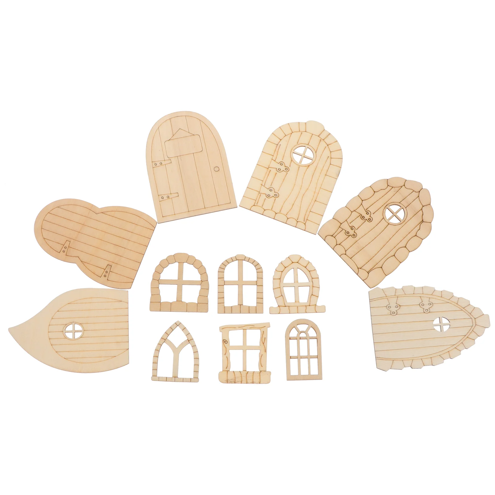 

48 Pcs Mini Fairy Door DIY Wood Boards Materials Miniature House Doors Chips Slices for Graffiti