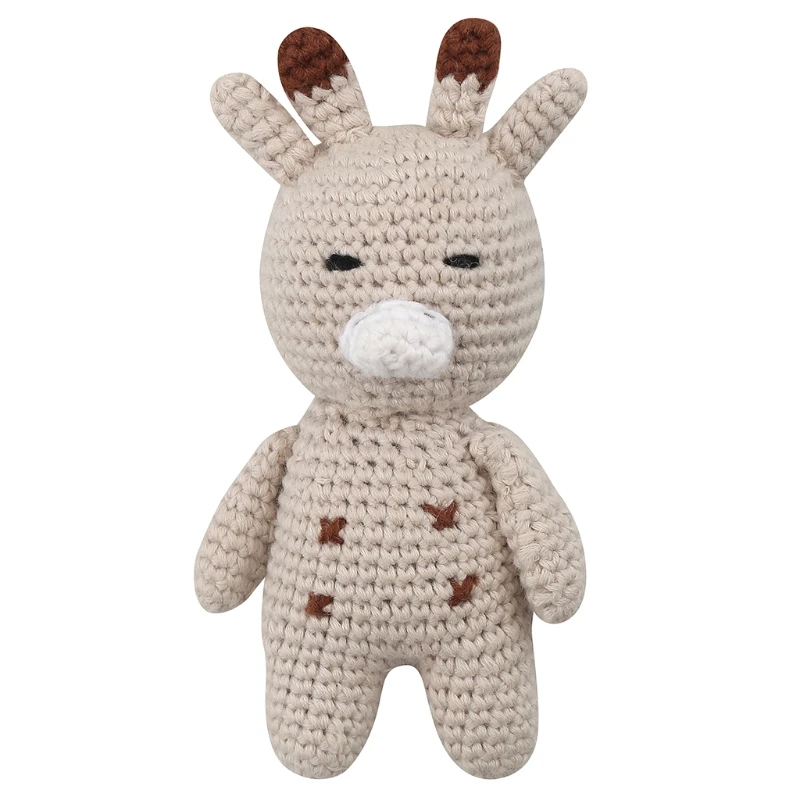 

F19F 13cm Mini Crochet Deer Cuddle for Doll Stuffed Toy Soft PP Cotton Filled Loneliness Comfort Baby Room Decor Car for Key