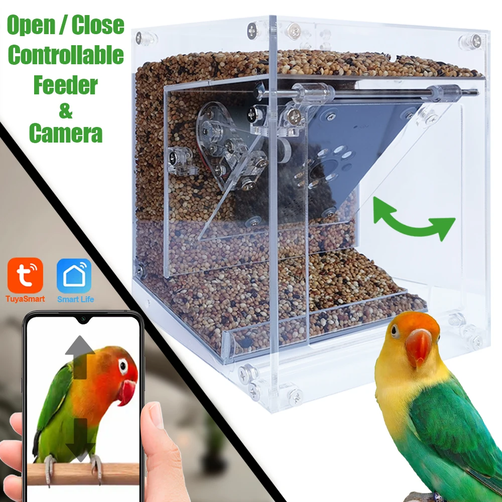 

Smart Bird Feeder with Camera WiFi Control Open Close 750ml Capacity TuyaSmart Onvif Compatible Clear Acrylic DIY Christmas Gift