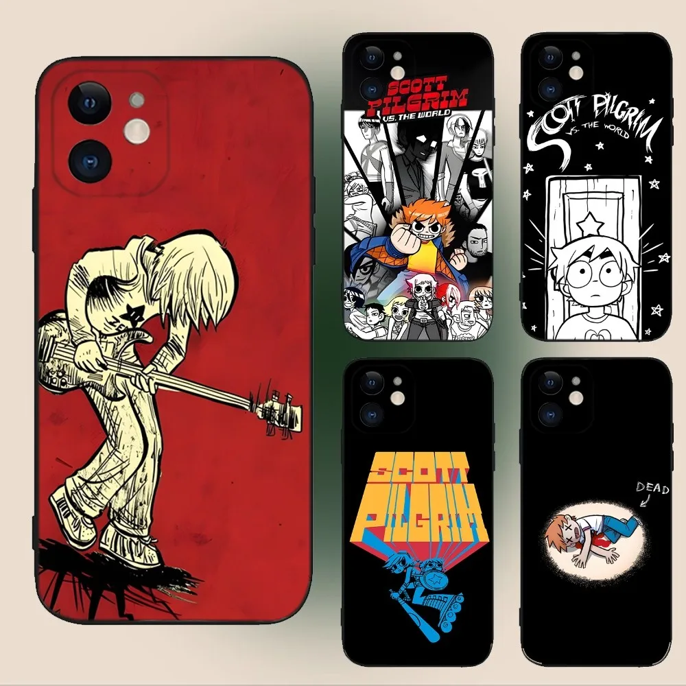 S-Scott Pilgrim Phone Case For iPhone 15,14,13,12,11,Plus,Pro Max,XS,X,XR,SE,Mini,8,7 Soft Silicone Black Cover