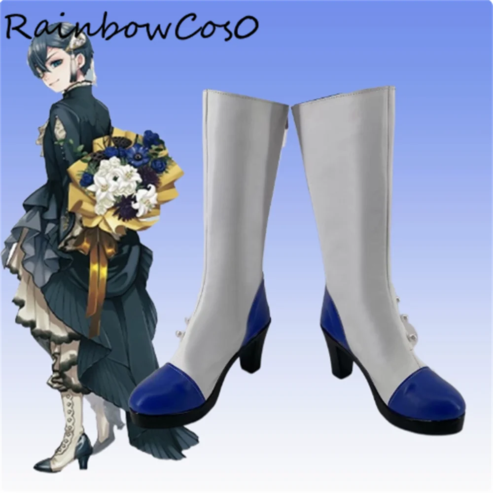 

Ciel Phantomhive Black Butler Обувь для косплея Сапоги Игра Аниме Хэллоуин Рождество RainbowCos0 W4529