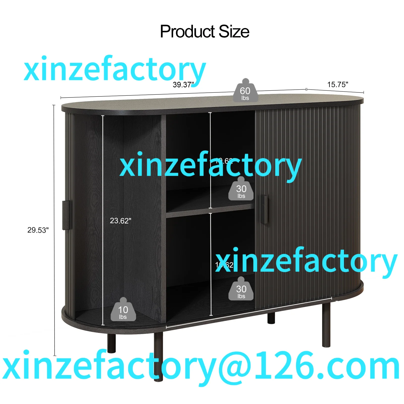 خزانة بوفيه جانبية قابلة للتخصيص مع مساحة تخزين، 40 بوصة مع باب منزلق ورف قابل للتعديل، وبار القهوة