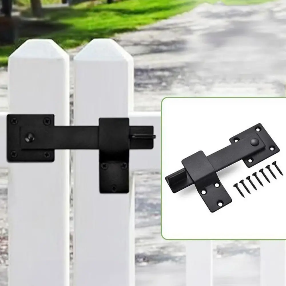 Rustic Black Flip Gate Latch 5.5 Inches 360 Degree Rotation Barn Door Lock Carbon Steel Safety Hardware Safety Gate Lock Barn