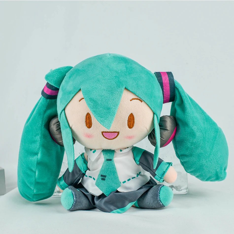 Adorable Hatsune Miku Plush  Fluffy Anime Stuffed Doll with Signature Pigtails  Cuddly Figure for Collectors & Gift Giving