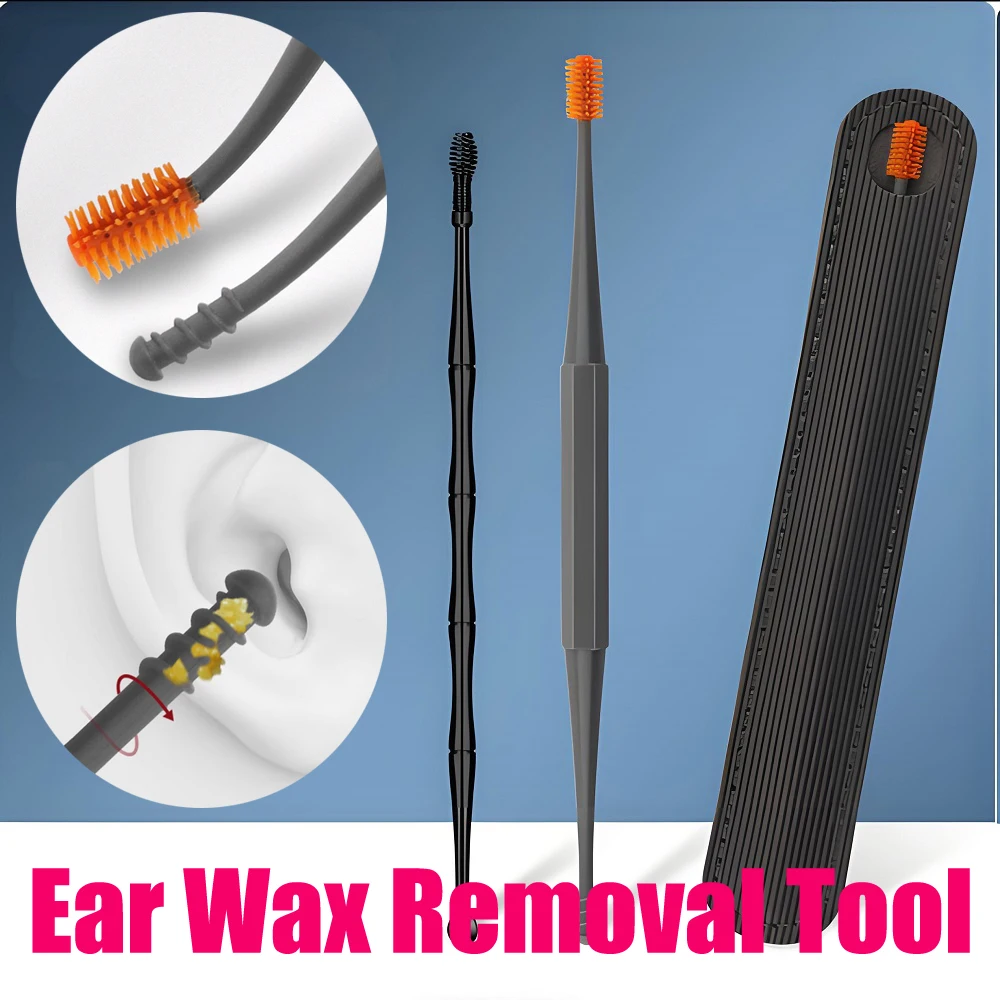 

2 шт./компл. инструмент для удаления ушной серы 360 ° Спиральные тампоны для чистки ушей, силиконовые палочки для удаления ушных палочек с двойной головкой