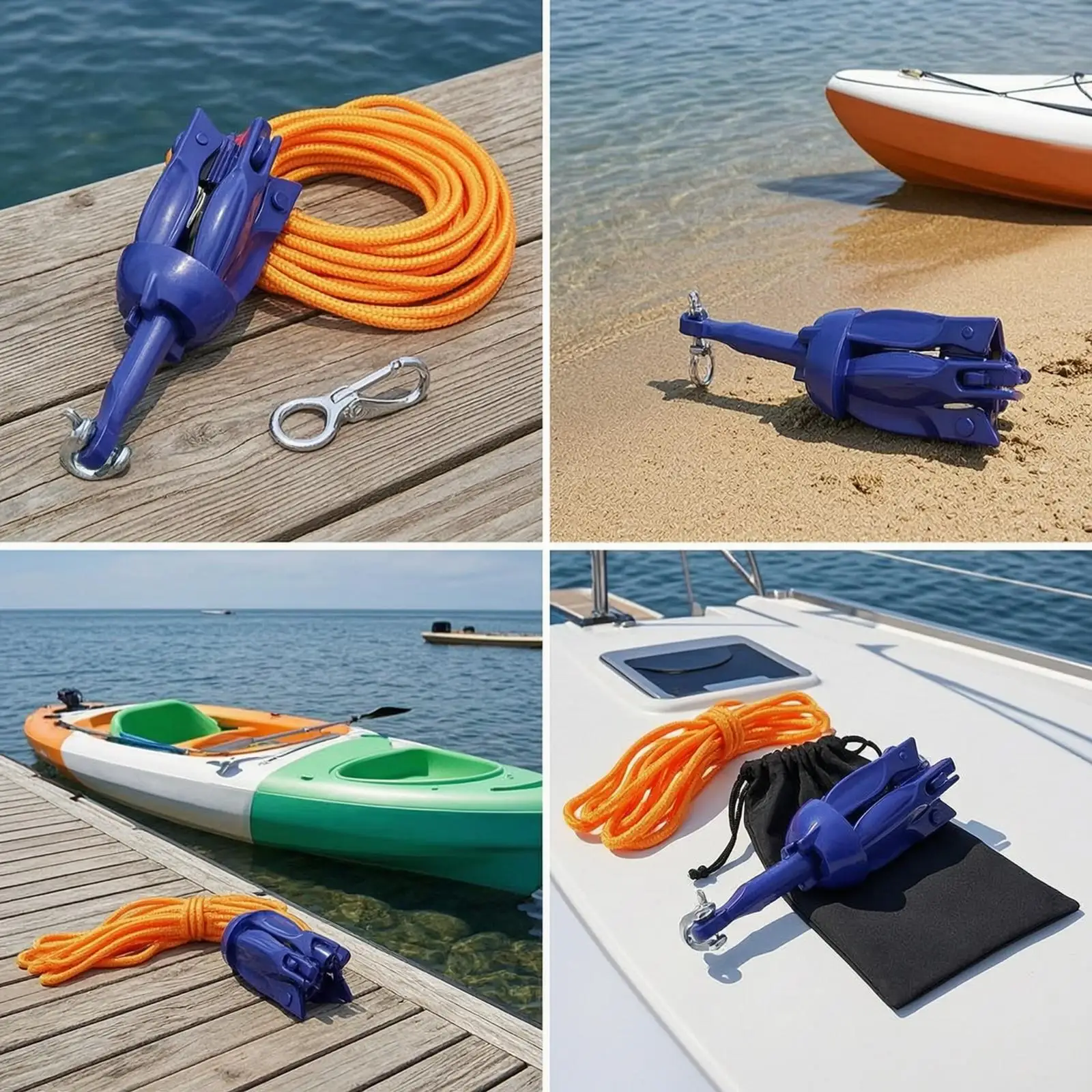 Folding Anchor with Rope Foldable Folding Boat Anchor-Grade for Kayakers, Boaters, Kayak Fishing