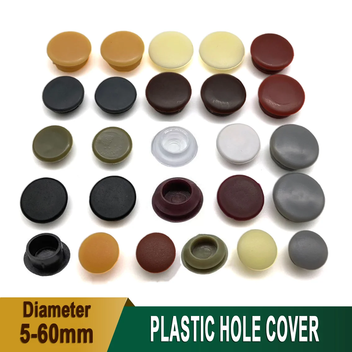 

2-50Pcs 5-60mm Rubber Plug Hole Furniture Plastic Hole Plug Cover Screw Hole Cover Circular Caps Plug Decorative Frame Cap Set ﻿