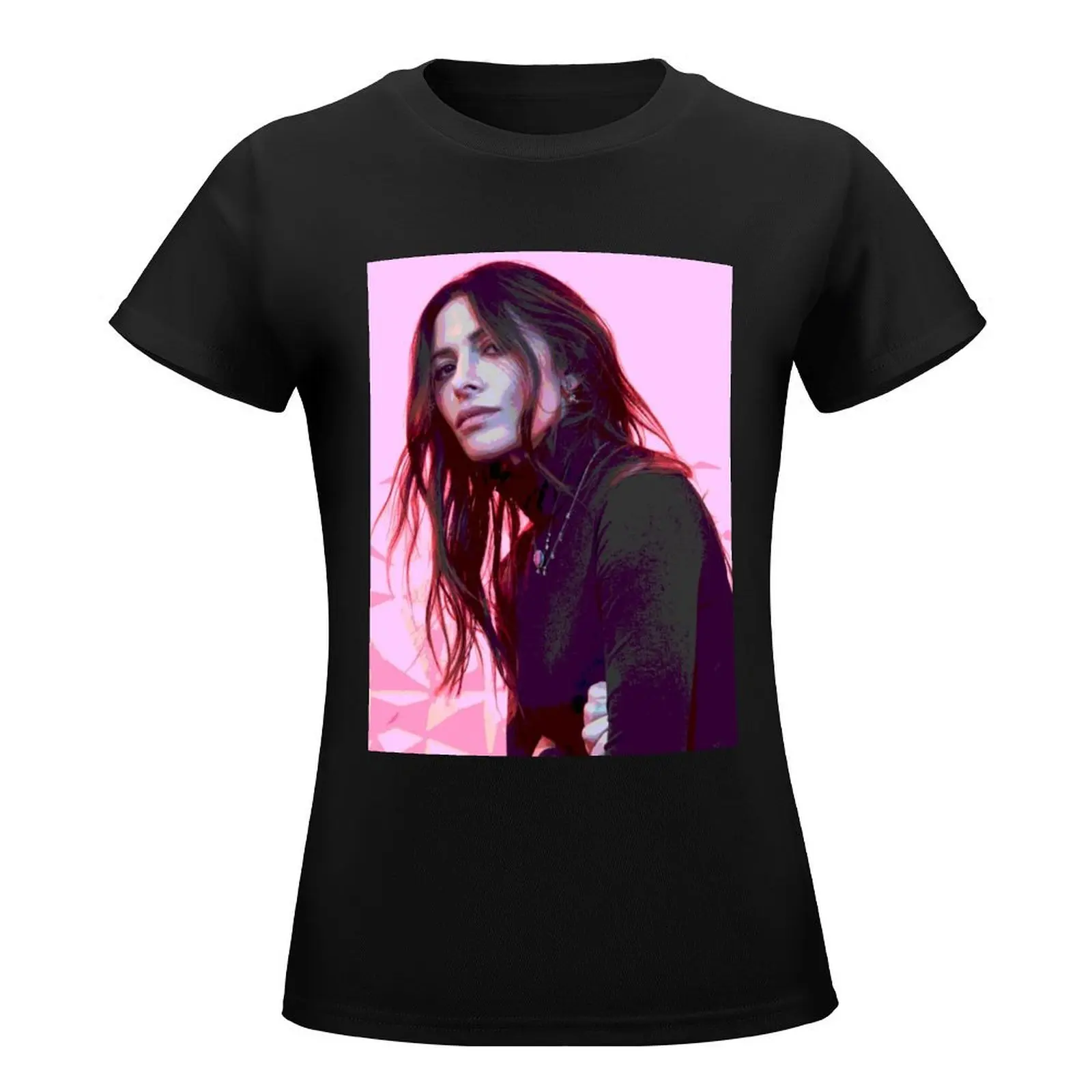 Sarah Shahi Portrait T-Shirt animal print female shirts graphic tees animal prinfor new edition t shirts for Women