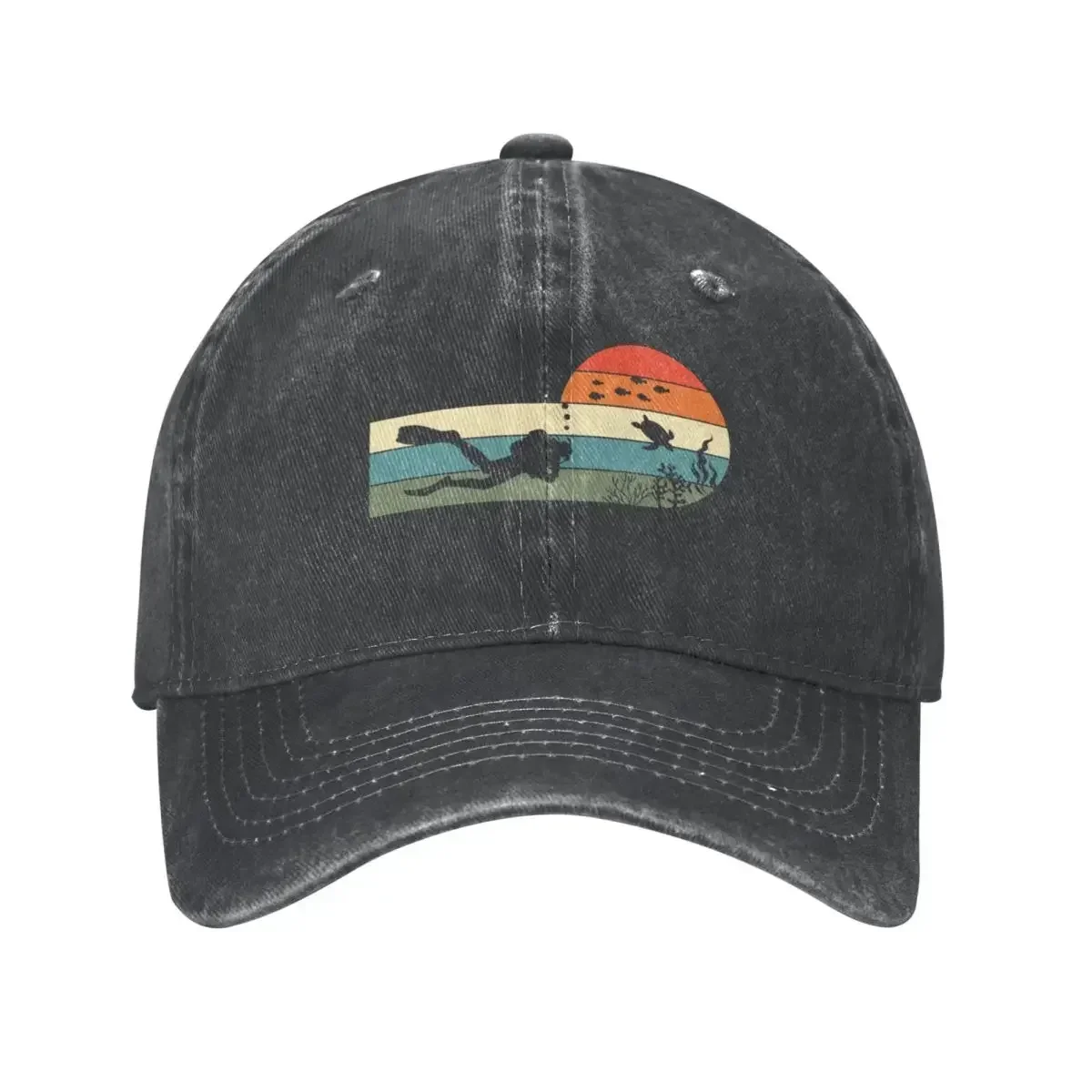 Scuba Dive Diving Diver Vintage Retro Style Baseball Caps Distressed Denim Hats Cap Classic Outdoor Activities Snapback Cap