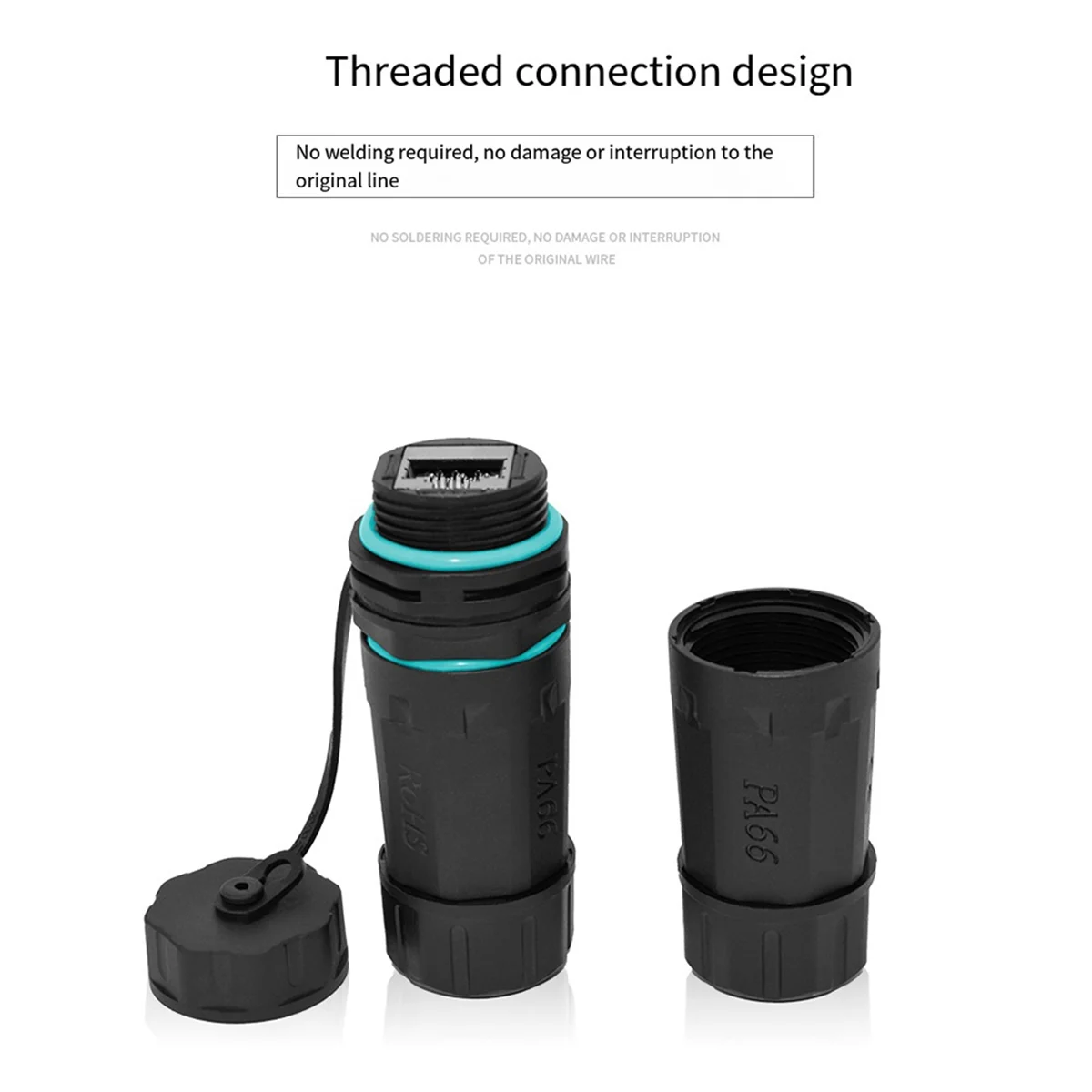 

RJ45 network direct connector RJ45 Network Straight Head IP68 Waterproof Cat5/Cat6 Network