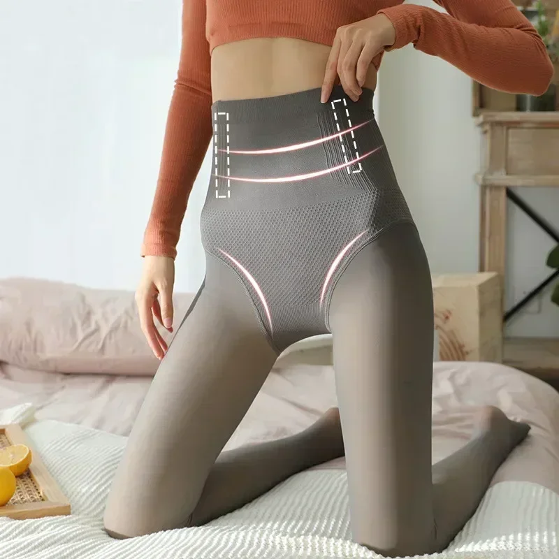 Vrouwen Winter Warme Fleece Panty Hoge Taille Butt Lift Elastische Panty Plus Fluwelen Dikker Panty Casual Pluche Up Leggings