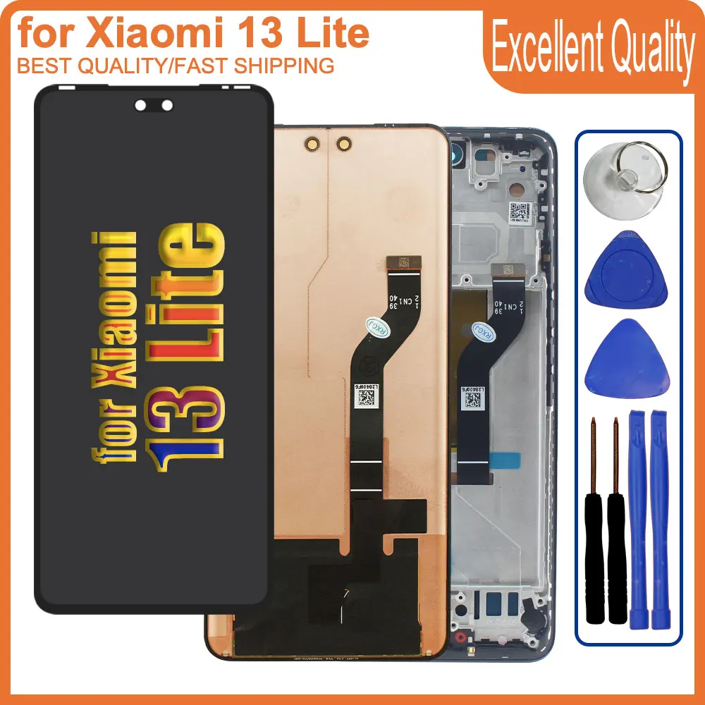 new-amoled-lcd-for-xiaomi-13-lite-lcd-display-touch-screen-digitizer-assembly-replacement-for-mi-13-lite-lcd-display-with-frame