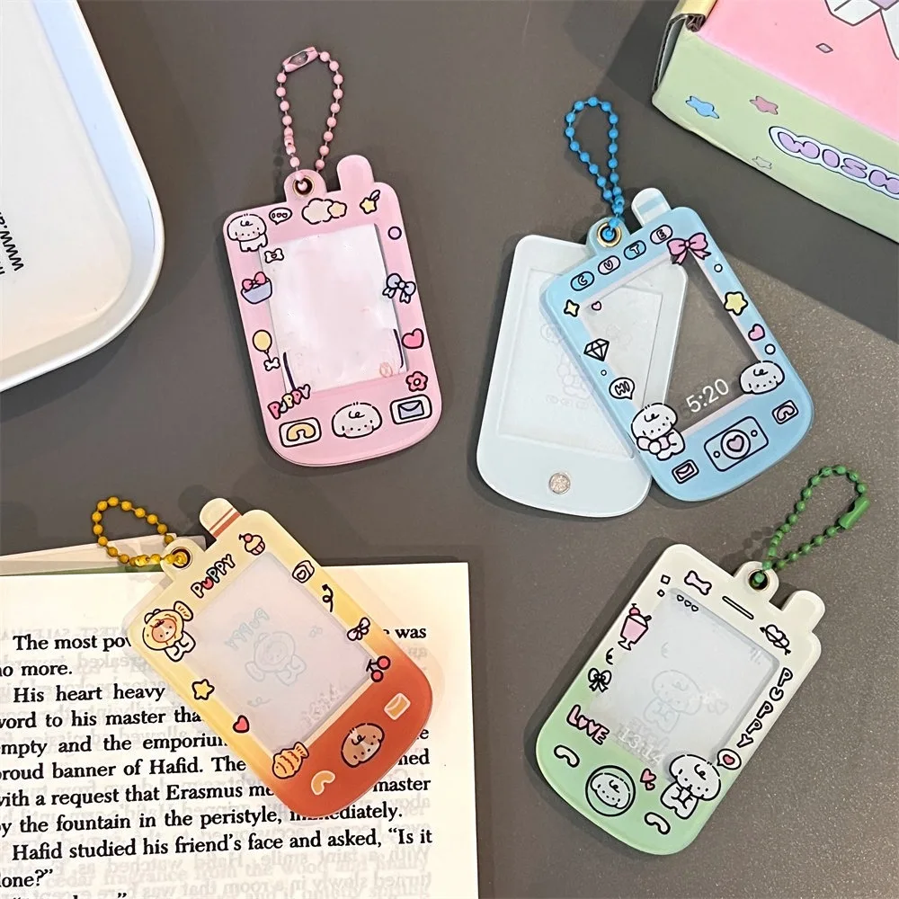 Mini Phone Shape Idol Card Holder Keychain Cartoon Decoration Photocard Frame Pendant Creative Cute Card Protective Case Keyring