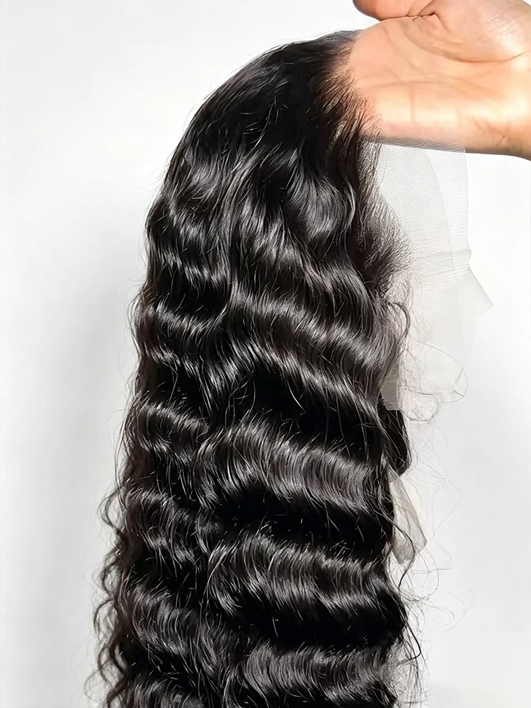250% hochdichte Deep-Wave Echthaarperücke 13x4 HD transparente Lace-Front-Perücke 13x6 brasilianische lockige Wasserwellen-Perücke 360 Full Lace Perücke mit vorgezupftem natürlichem Haaransatz für