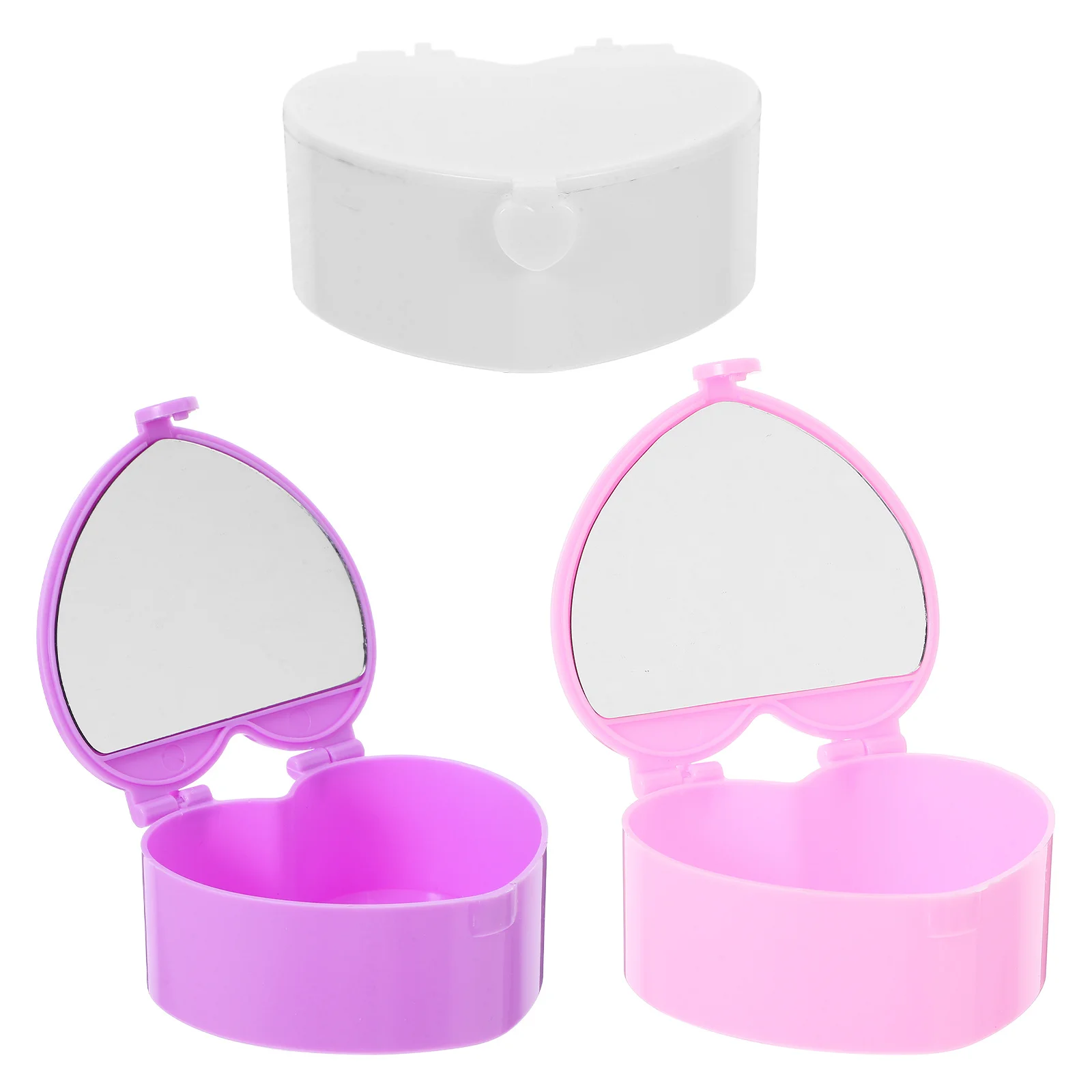 

3Pcs Heart Shaped Jewelry Box Girls Compact Organizer Storage Case Builtin Vanity Mirror Hair Clips Rings Heart Jewelry Box Kids