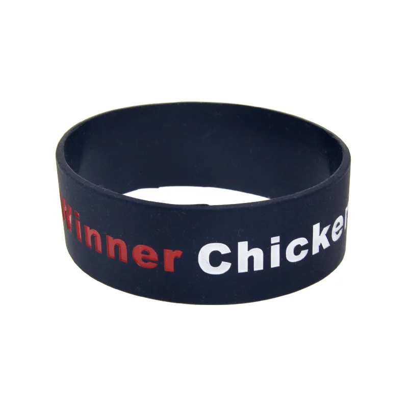 1 PC Winner Winner Chicken Dinner Silicone Bracelet 1 Inch Wide Women And Men Rubber Sports Bangle Debossed Printed Sport Band