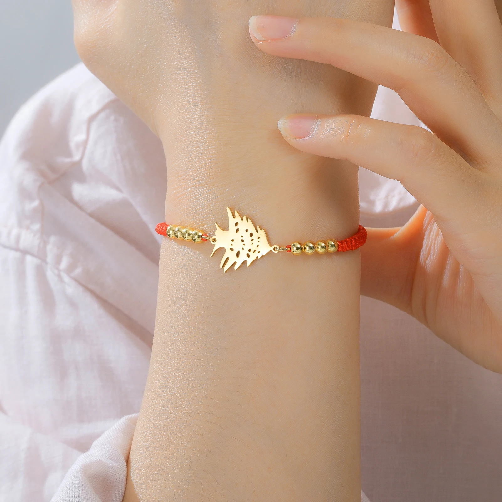 Lebanon Cedar Tree Bracelet for Women Men Red String Braided Adjustable Wristband Stainless Steel Religious Patriotic Jewelry