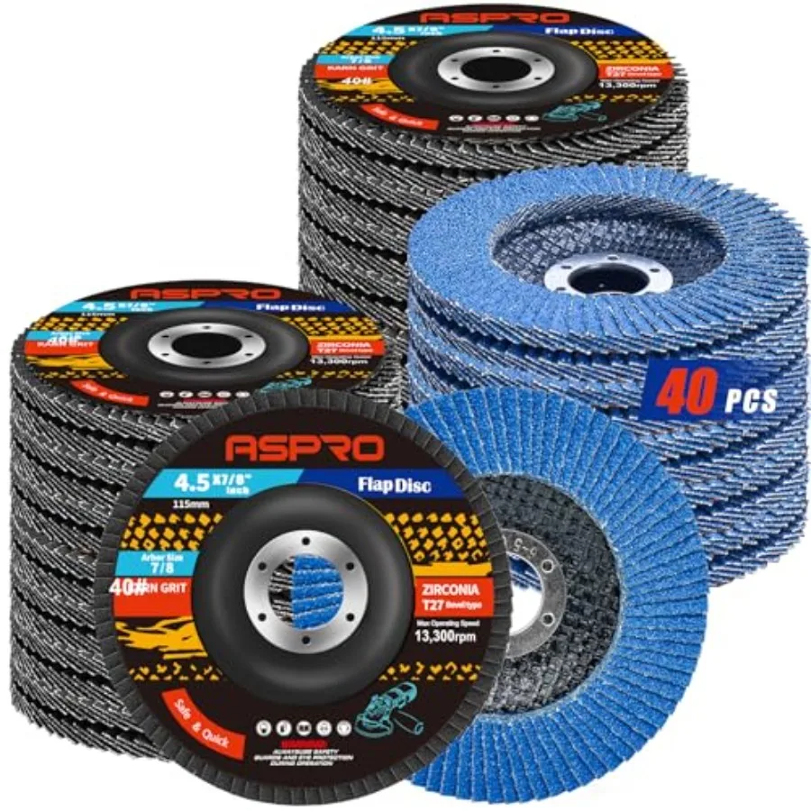 

Flap Discs 4 1/2 for Angle Grinder Flap Discs Zirconia Abrasive Grinding Wheel 4.5" x 7/8" T27 Flap Sanding Discs for Metal Woo