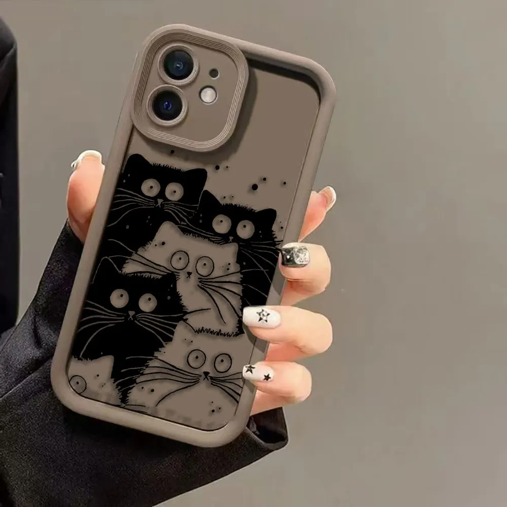 Divertente Nero Del Fumetto Gatto Cassa Del Telefono Per MOTO G9 G22 G24 G30 G32 G52 G53 G54 G60 G75 G84 G85 E22 E32 E40 EDGE 40 50 60E TPU caso