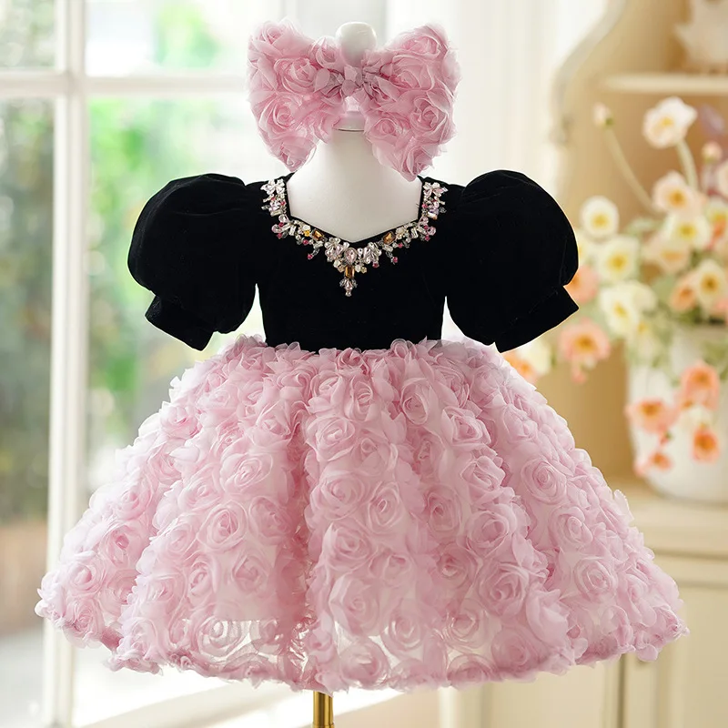 

2024 Summer New pattern Children princess dress Fashionable and cute Dress Piano performance costume Light luxury high-end Dress