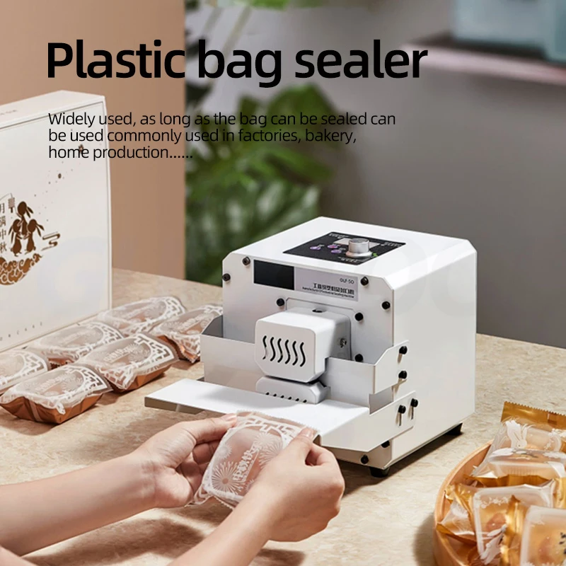 220V/110V Plastic Bag Sealer Commercial Automatic Bag Sealer Packs Nougat Tea Egg Yolk Crisp Moon Cake Aluminum Foil Bag