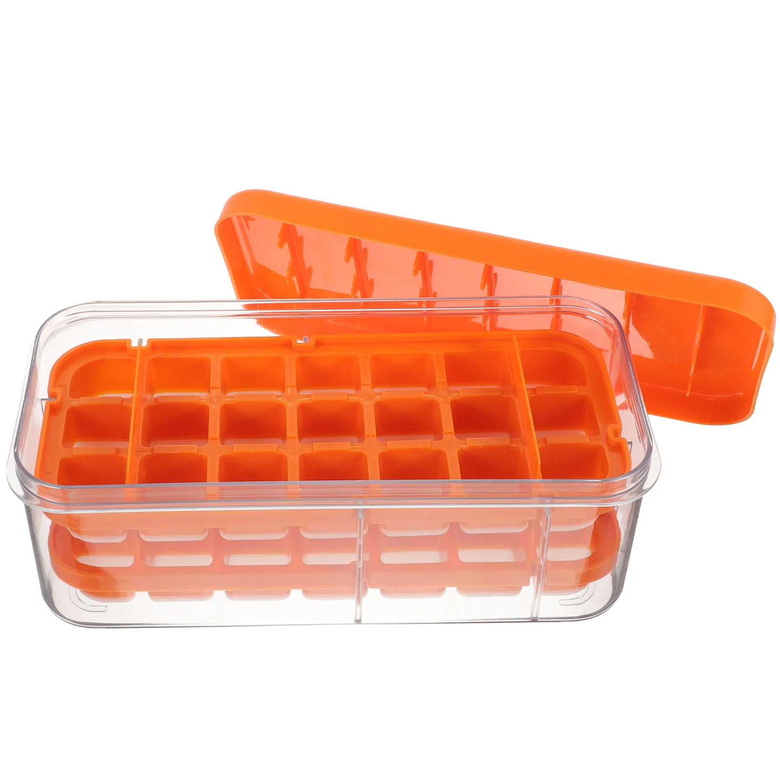 

Silicone Ice Cube Tray Mold with Storage Container for Freezer Trays Easy Release Quick Demould Fruits Ice Cream