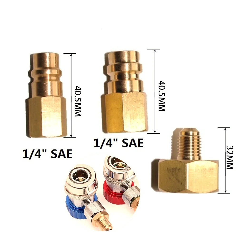 3pcs Bottle Adapter Set For R134a Air Conditioning Gas Transfer Adapter Automotive HVAC Connection
