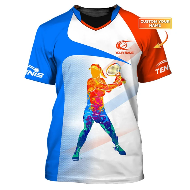 Custom Name Tennis Ball Graphic T-shirt Men Women Sport Fashion Street Trendy Round Neck T Shirts DIY Personality Men Tee Tops view 3