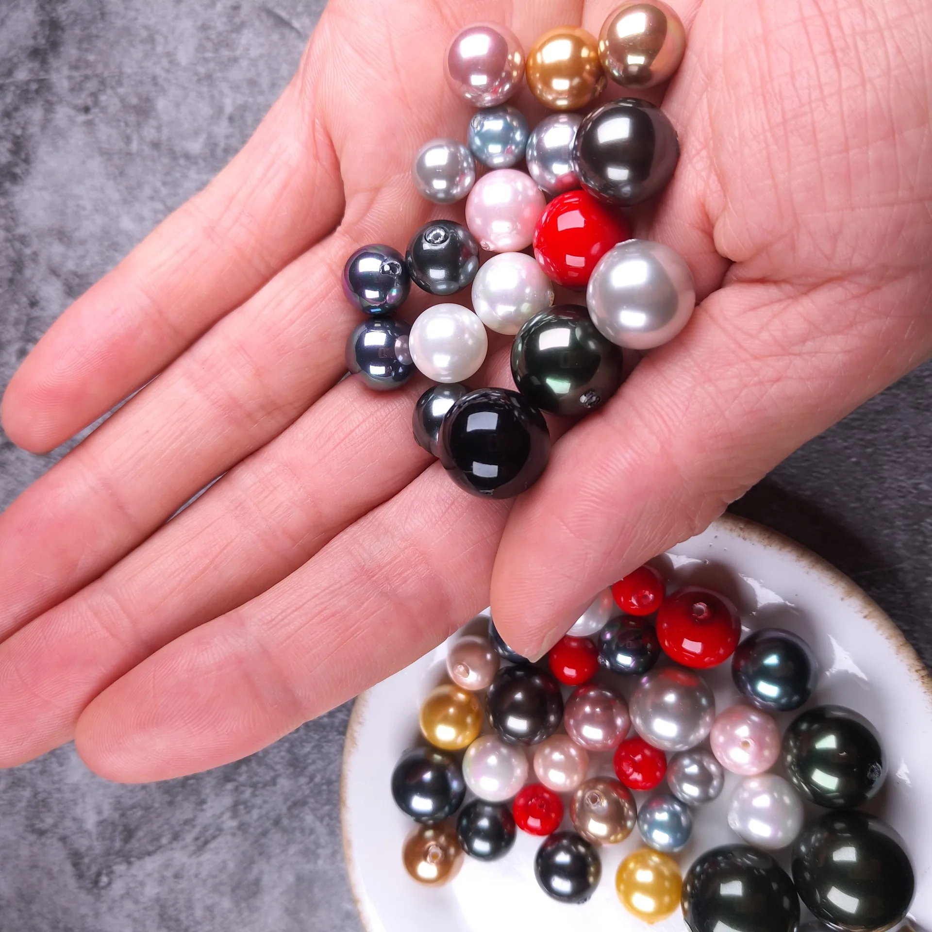 Factory Wholesale 4-16mm Imitation Nanyang Shell Pearl Half Hole Glass Imitation Shell Pearl Earrings