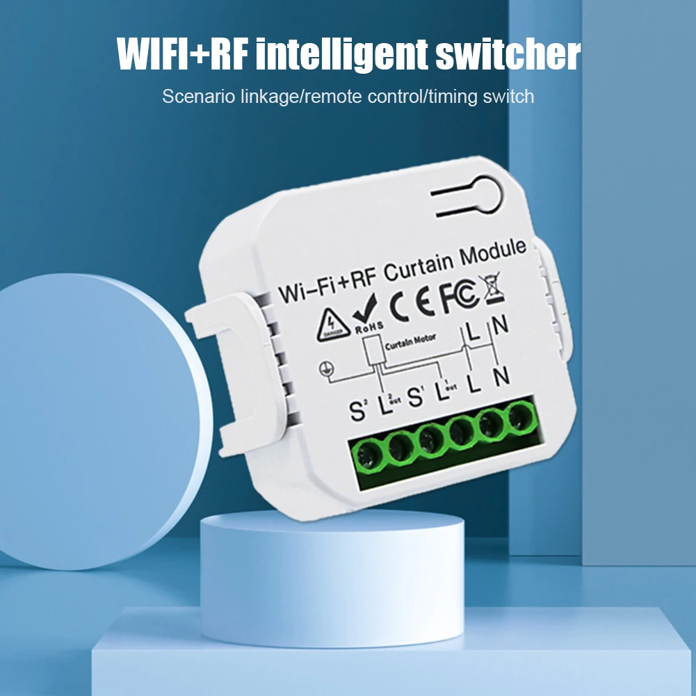 

Wifi Rf Curtain Switch Smart Life Roller Shutter Module 433mhz Transmitter Remote Control Window Blinds Alexa Google Home