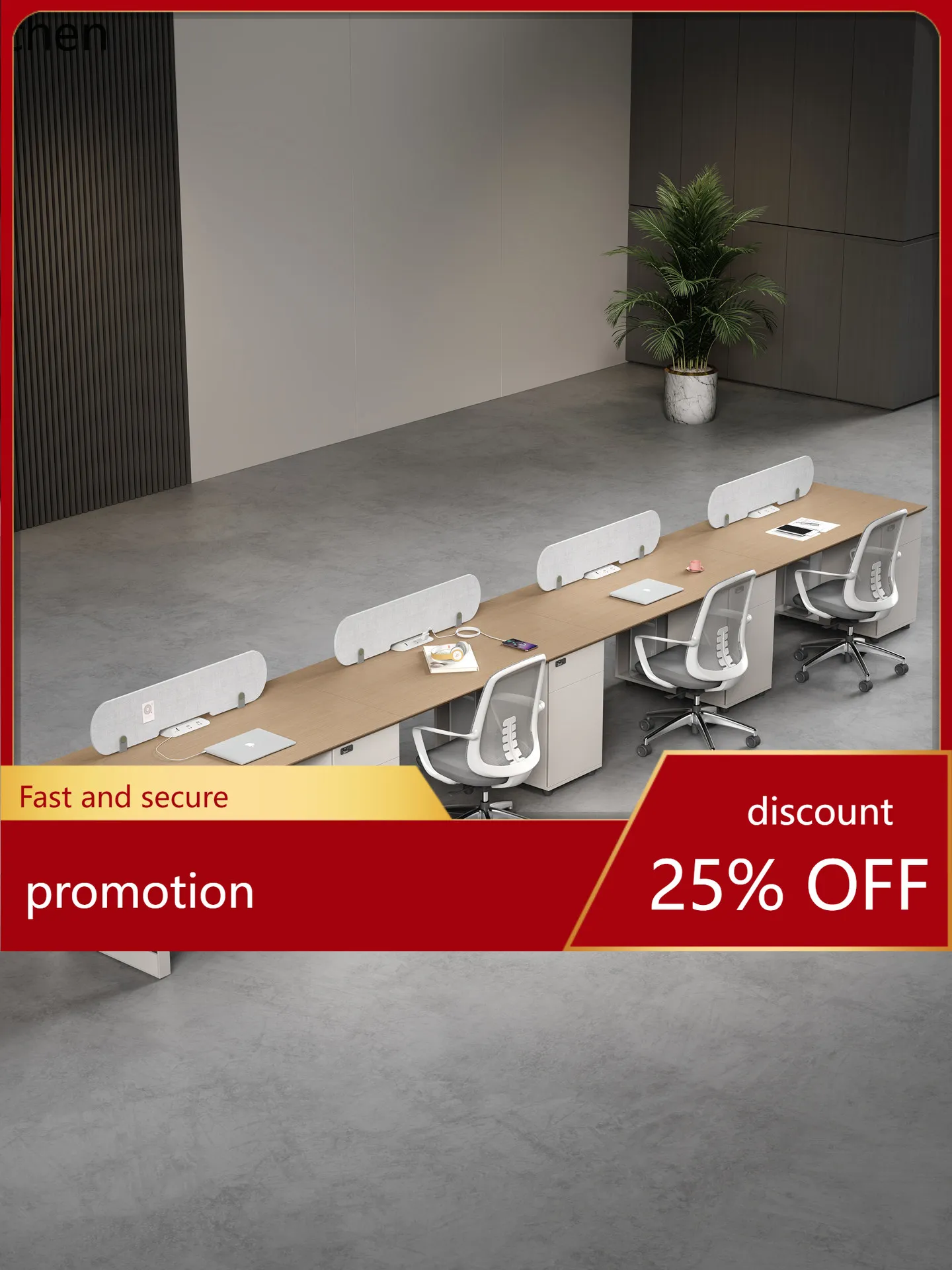 ZML Office Desk and Chair Set Eco-friendly Partition Straight Row Simple Modern Office Employee Workstation