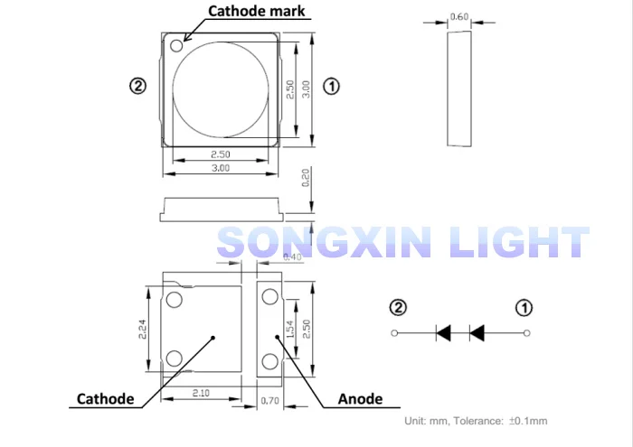 100pcs 3030 Backlight High Power LED DOUBLE CHIPS 1w 1.5W 2w 3V-3.6V 6v 9V lextar JUFEI AOT Cool white PT30A66 TV