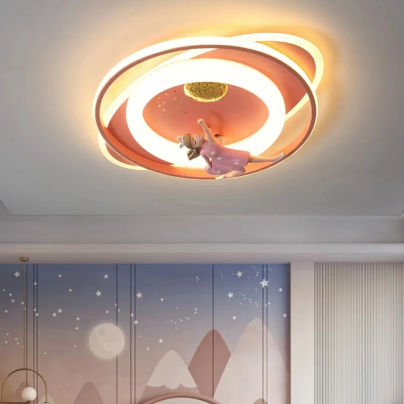 Children's Room Pink Ceiling Lights AC220V 110V Roung Ceiling Lamps for Princess Bedroom Kids Baby Kids Decorative Night Lamps