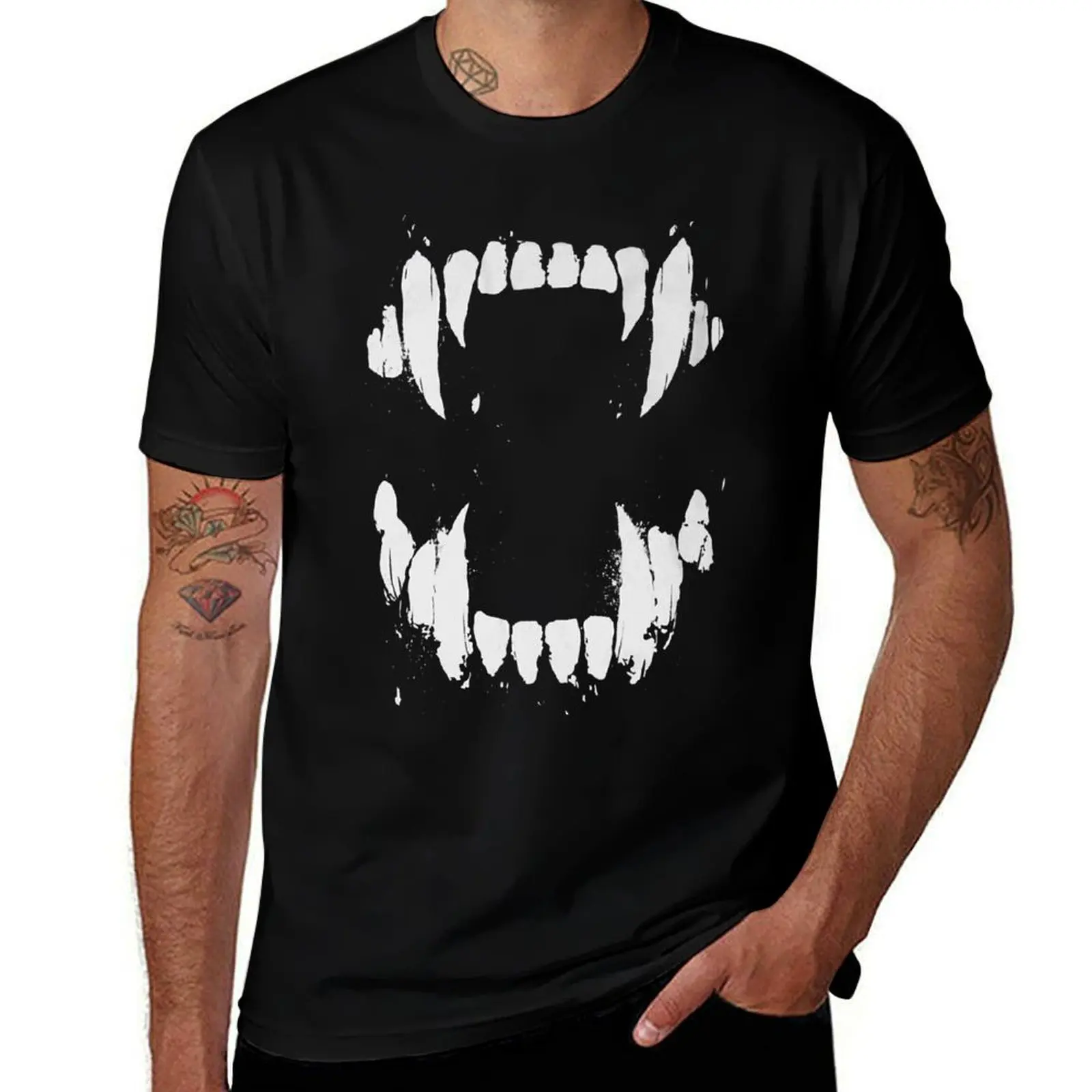 Vampire Teeth Drawing Werewolf Wolf tooth Vampire Tooth T-Shirt Holiday Lightweight T-Shirt
