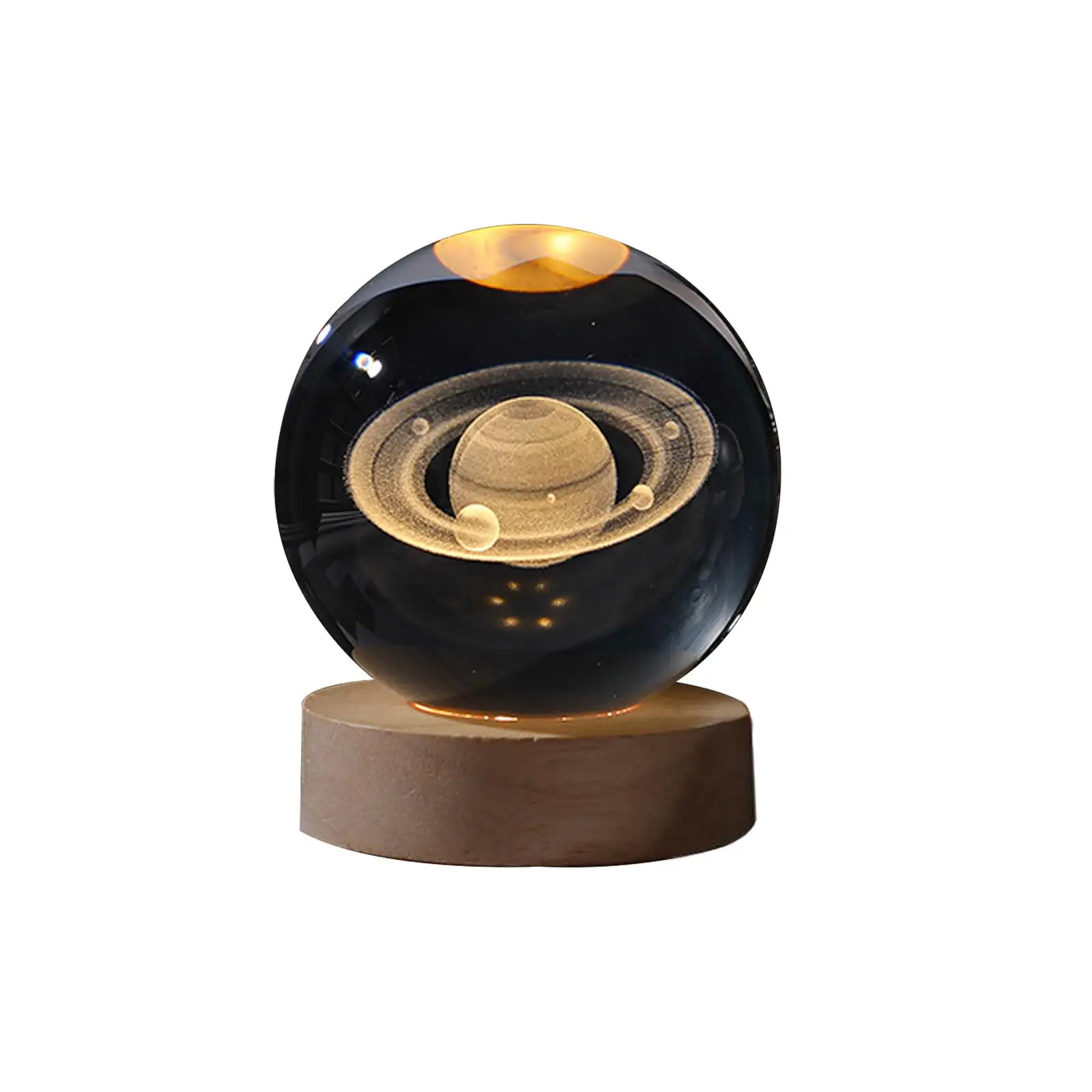 Luz de noche Led Usb, lámpara de mesa de bola de cristal 3d, Planeta, Luna, dormitorio, decoración del hogar, fiesta de niños, cumpleaños, B7p5