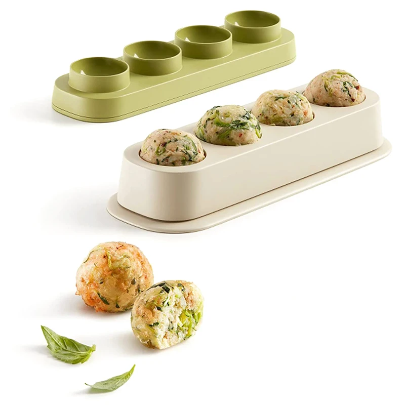 Meatballs Maker Press Veggie Ball Press Mold Set Spatula Four Grids Clean Vegetable Meatball Maker Easy Using Shape For Cooking