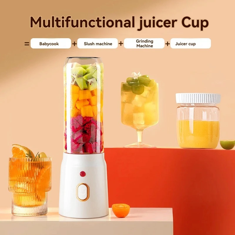 450ml 10 Blades Portable Wireless Fruit Blender USB Rechargeable Multifunctional Juicer Machine For Orange Ice Crushing Auxiliar