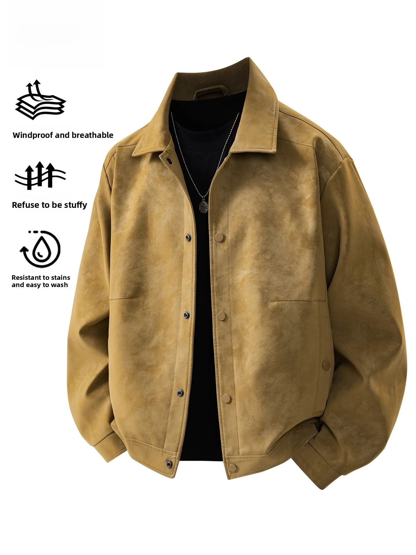 

TUCANO Men's Casual Suede Jaet Windproof Faionable Spring Autumn Large Size Comfortable Fit Polyester Cotton Blend