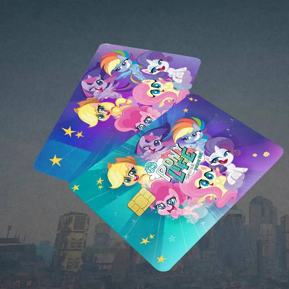 My L-Little P-Pony Cartoon Cartoon Credit Card Skin Stickers For Bank Card Bus Metro Card Sticker Waterproof Women Gift