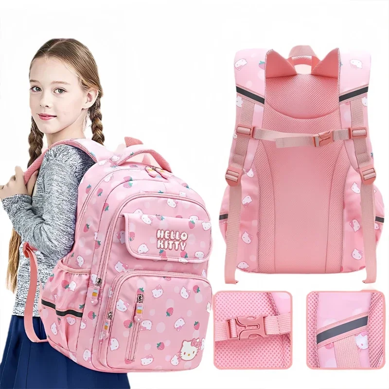 MINISO Sanrio Cartoon Backpack Student Hello Kitty Cute Schoolbag for Primary School Students with Large Capacity Girls Backpack