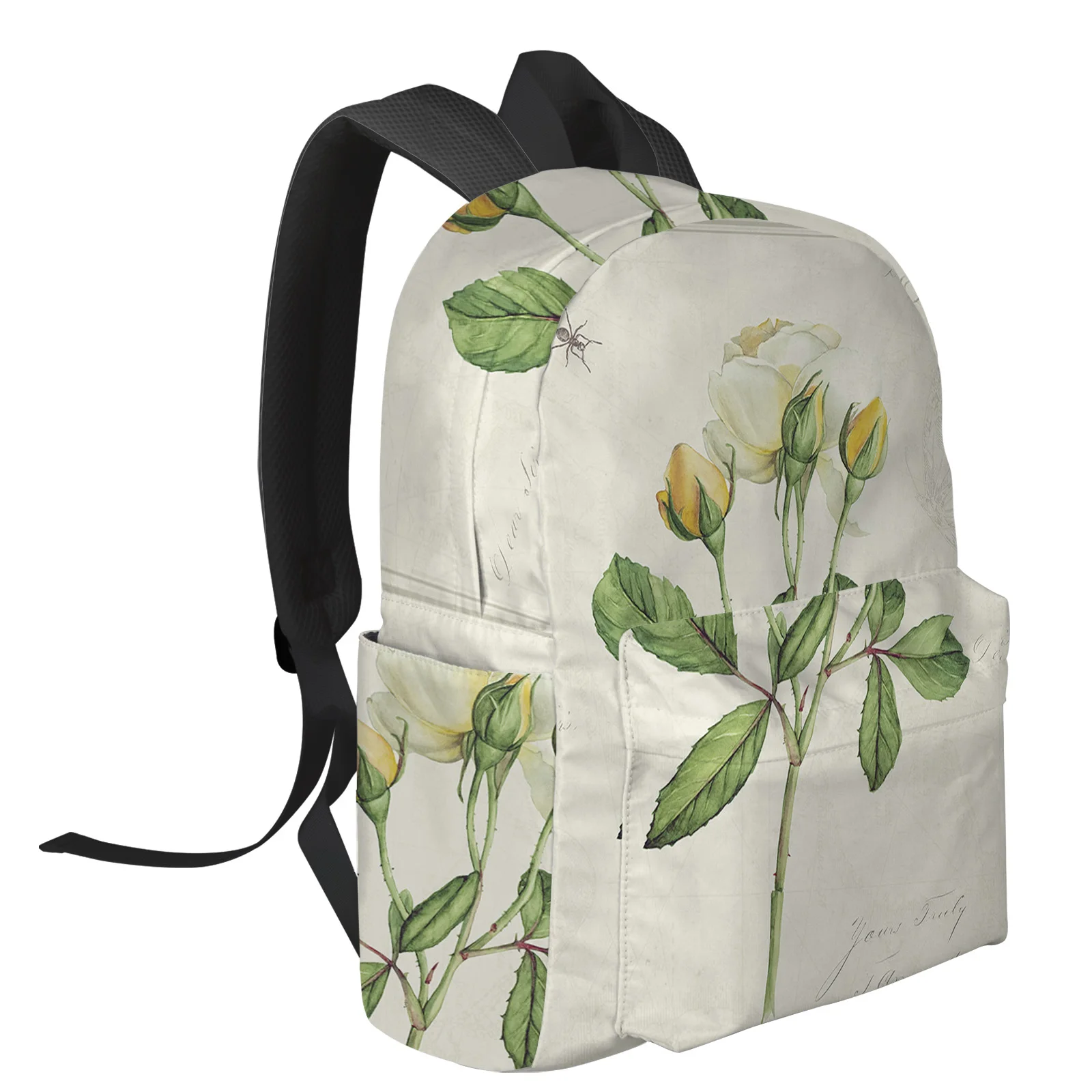 Vintage Country Plant White Rose Backpacks Teenagers Student School Bags Laptop Backpack Men Women Female Travel Mochila