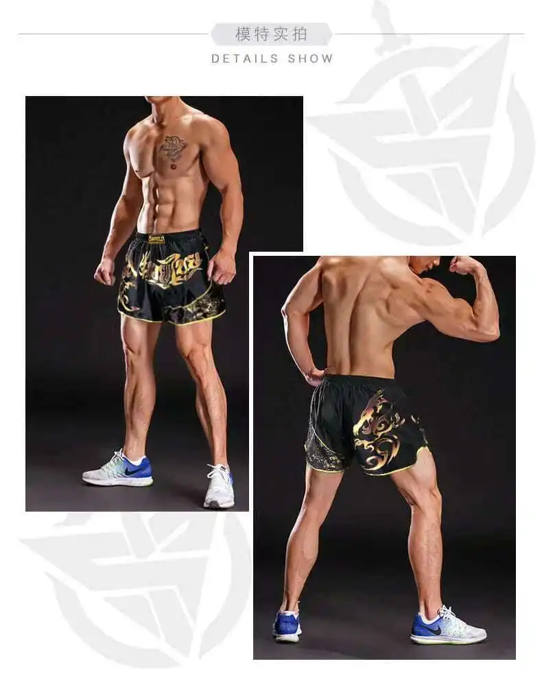 Crossfit Shorts Mma Boxing Muay Thai Shorts Color Matching Printed Wushu Sanda Rashguard Mma Sport Boxing Trunks Kickboxing