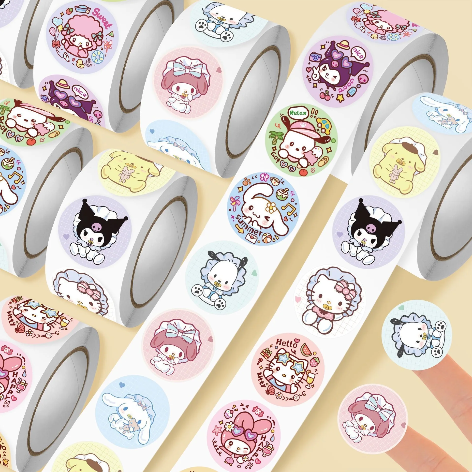 Stickers Decoration 300pcs/Roll Cute Cartoon Stickers Waterproof Stickers For DIY Scrapbooking, Envelope Sealing,