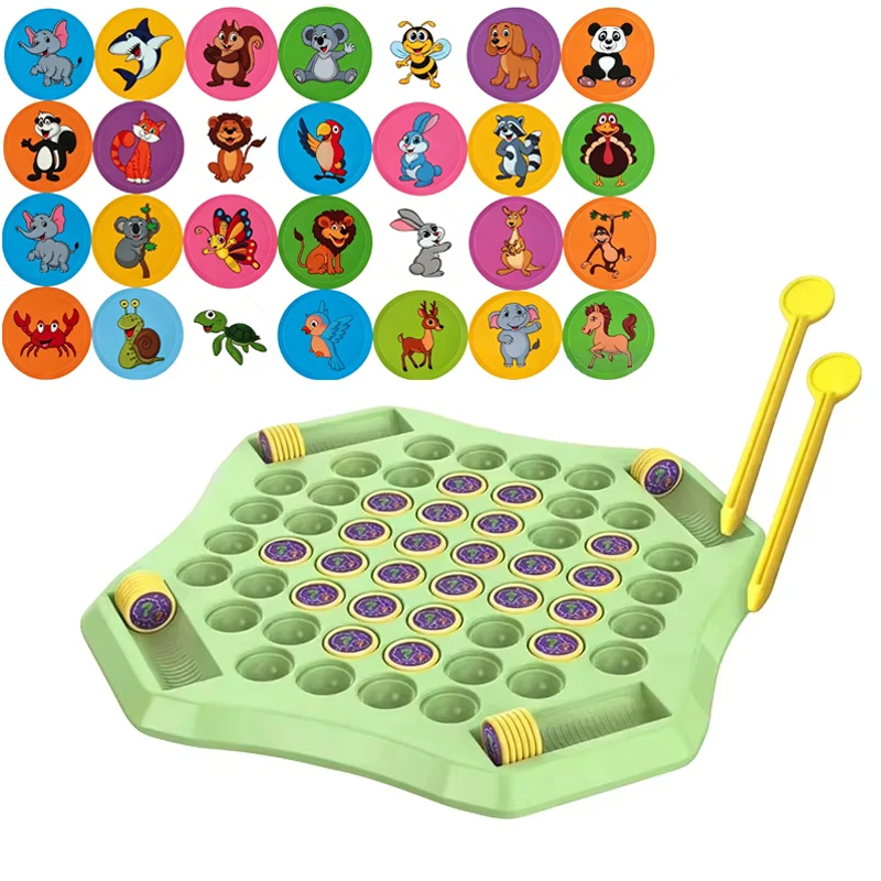 Kinder-Memory-Spiel, Lehrreiches Flip-Board-Spielzeug mit Tieren, Früchten, Dinosauriern, für Logisches Denken, Mehrspieler-Lernspiel, Geschenk für 3-6-Jährige