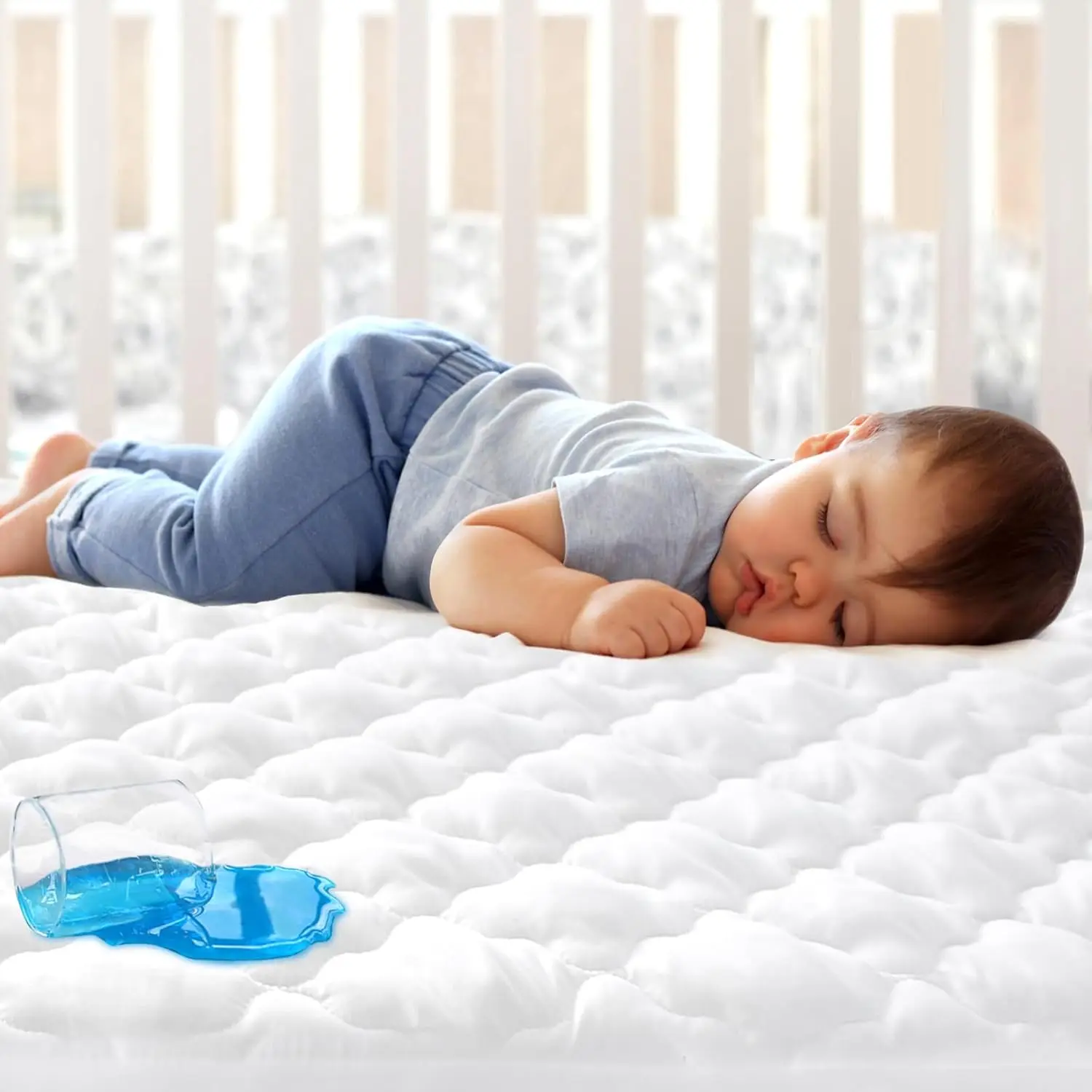 

Crib Mattr Protector Sheets Fitted Waterproof Crib Mattr Pad Cover, Noisel & Hine Wash 100% Absorbent Crib/Toddler Mattr