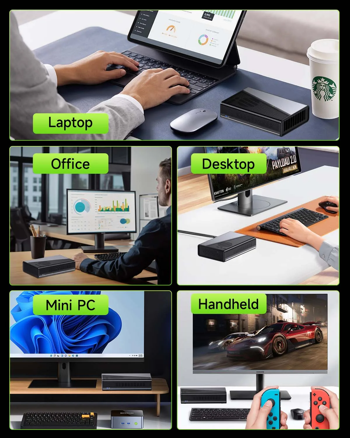 بطاقة الرسومات GMKtec AD-GP1 RX 7600M XT 8GB GDDR6 HDMI2.1 DP2.0 Oculink PCIE4.0 USB4.0 Quid 4K عرض للعبة الرياضات الإلكترونية للكمبيوتر #3