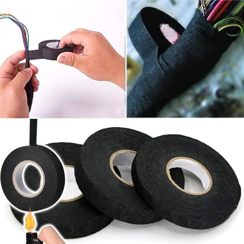 Electrical Insulating Tape 9/15/50MM Heat Resistant Harness Tape for Car Cable Wiring Loom Protection Waterproof Adhesive Roll