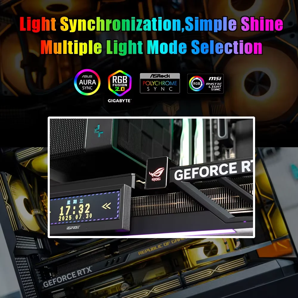 

AIJS RTX4090/4080/4070 GPU 16-контактный адаптер питания, ARGB-SYNC 180-градусный рулевой разъем видеокарты ATX3.0